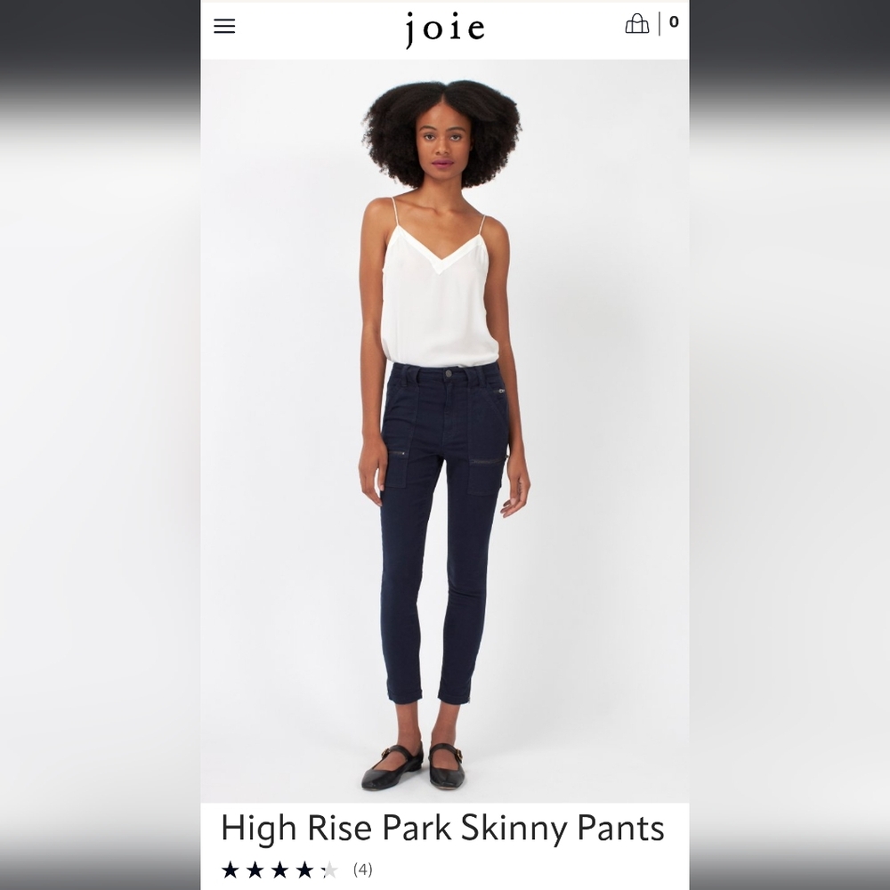 Joie High-Rise Park Skinny Cargo Pants Size 28 Navy Blue